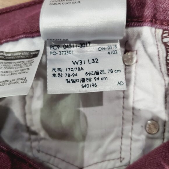 Mens Limited Edition Levi's Brushed Burgundy 511 Slim Straight Fit Stret… - Picture 10 of 14